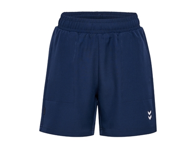 Hummel shorts i moerkeblaa nuance med elastik i taljen set forfra